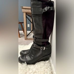 Cole Hahn Patricia Black Wedge Boots